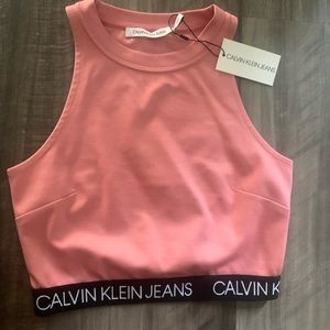 Calvin Klein new with tags pink crop top logo band detail